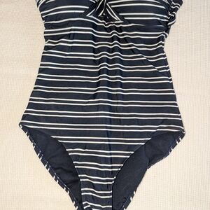 Old Navy Black and White Striped One-Piece Swimsuit